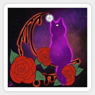 Drippy Moon Cat Tattoo Design (Dark version) Sticker